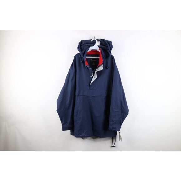 Deadstock Vintage 90s Streetwear Mens XL Blank Microfiber Hooded Anorak Jacket - Picture 1 of 16